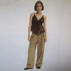 DESIGUAL/“OLIVE-KHAKI”LOOSE RELAXED FIT CARGO PANTS